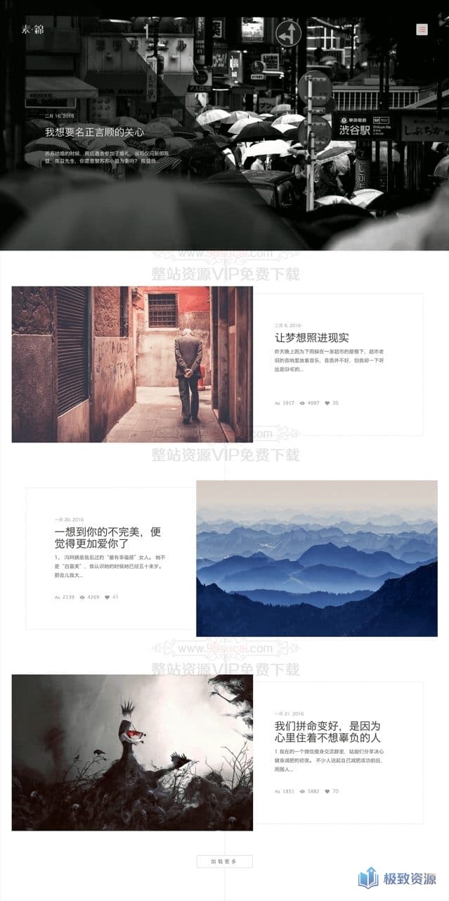WordPress主题：响应式素色单栏博客 DIASPORA主题